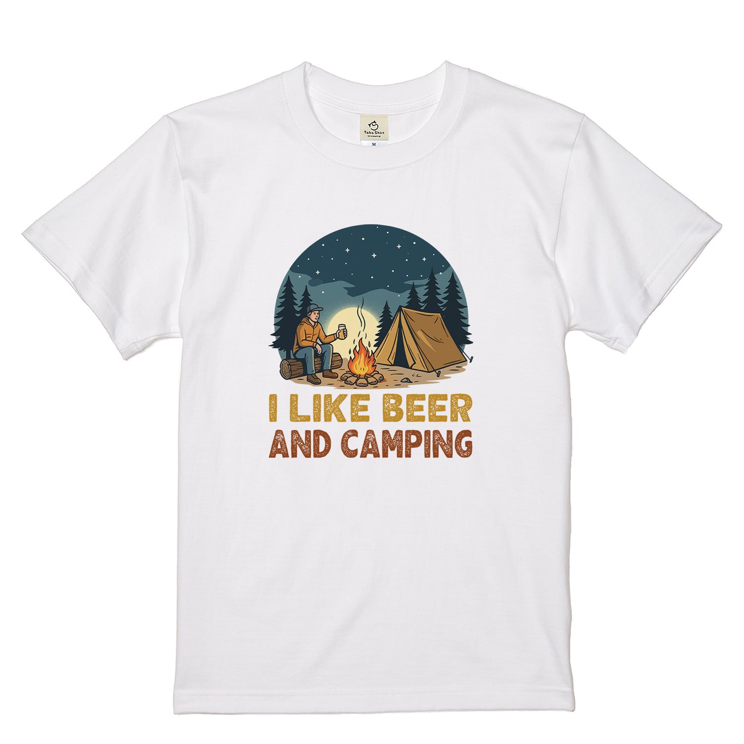 「I LIKE BEER AND CAMPING」ビール&キャンピングが好きTシャツ